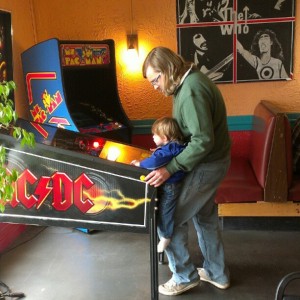 Jon and Ian checked out the cool games in the Sub Shop in Columbia, MO while on our way to see a cousin's baseball game.